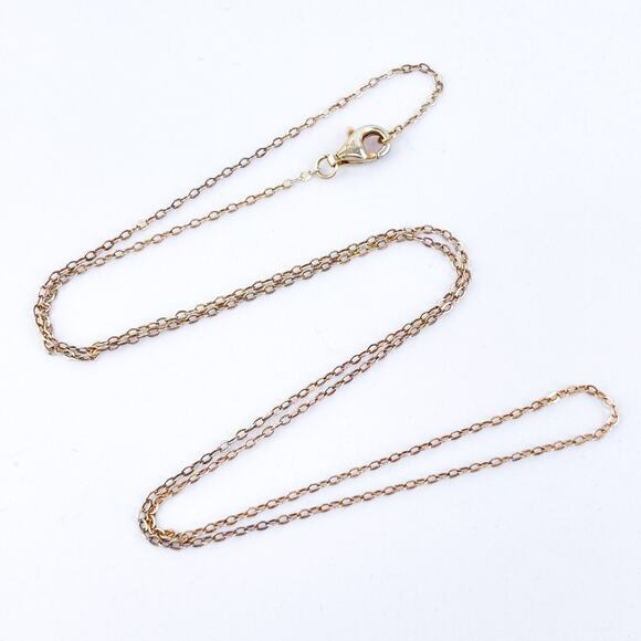 Vintage Sterling Silver 925 1.1mm Gold Tone Cable Chain Necklace 18" - Picture 1 of 3